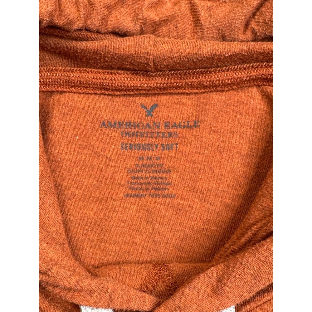 American Eagle Hoodie Mens Medium Rust Orange Seriously Soft Pullover Raglan - Picture 6 of 10